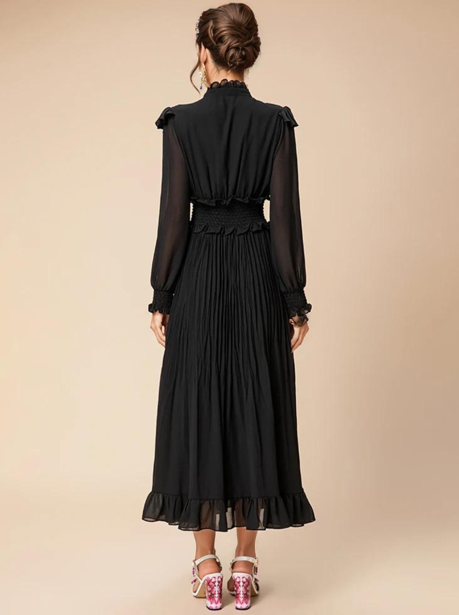 Naomi Elastic-Waist Chiffon Dress