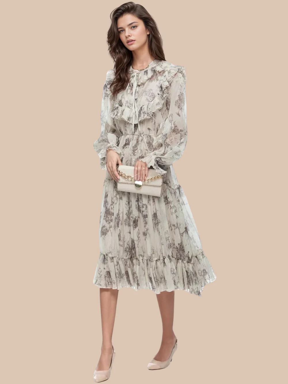 ESTER DROPPY RUFFLED BELT DRESS