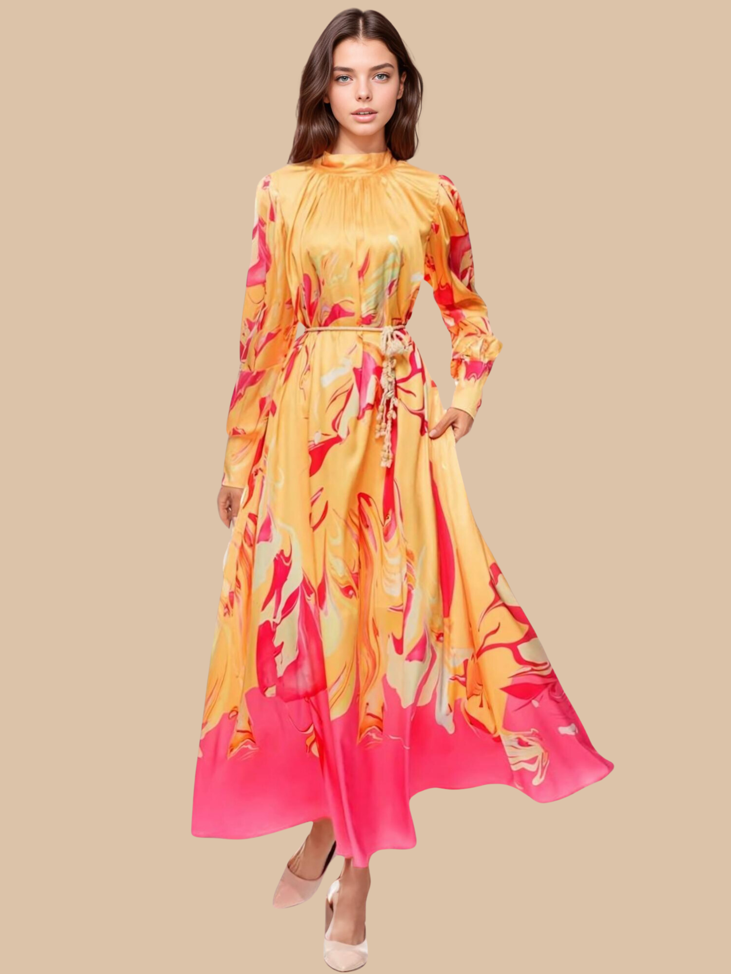 Sharna Satin Belted Dress