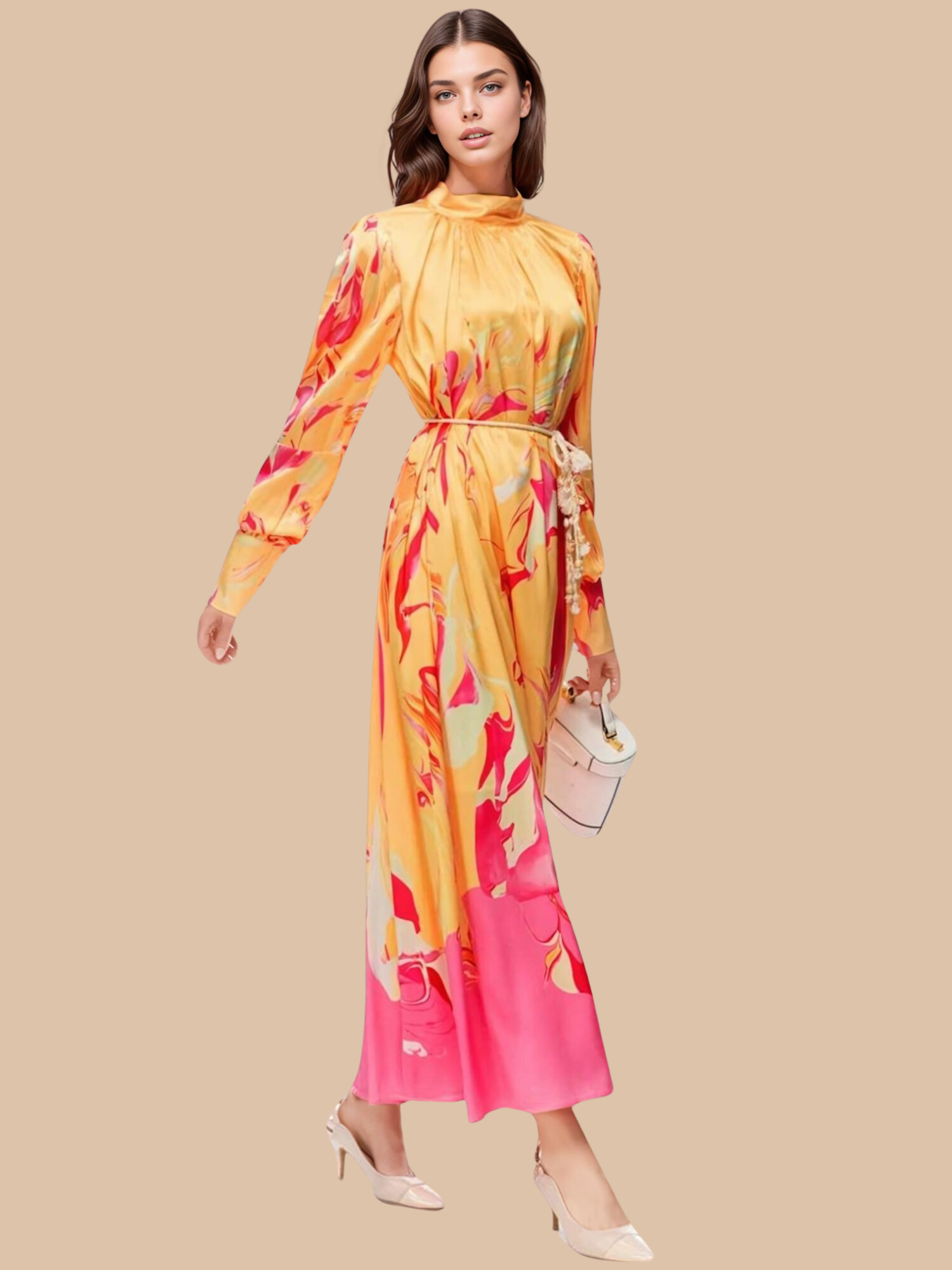 Sharna Satin Belted Dress