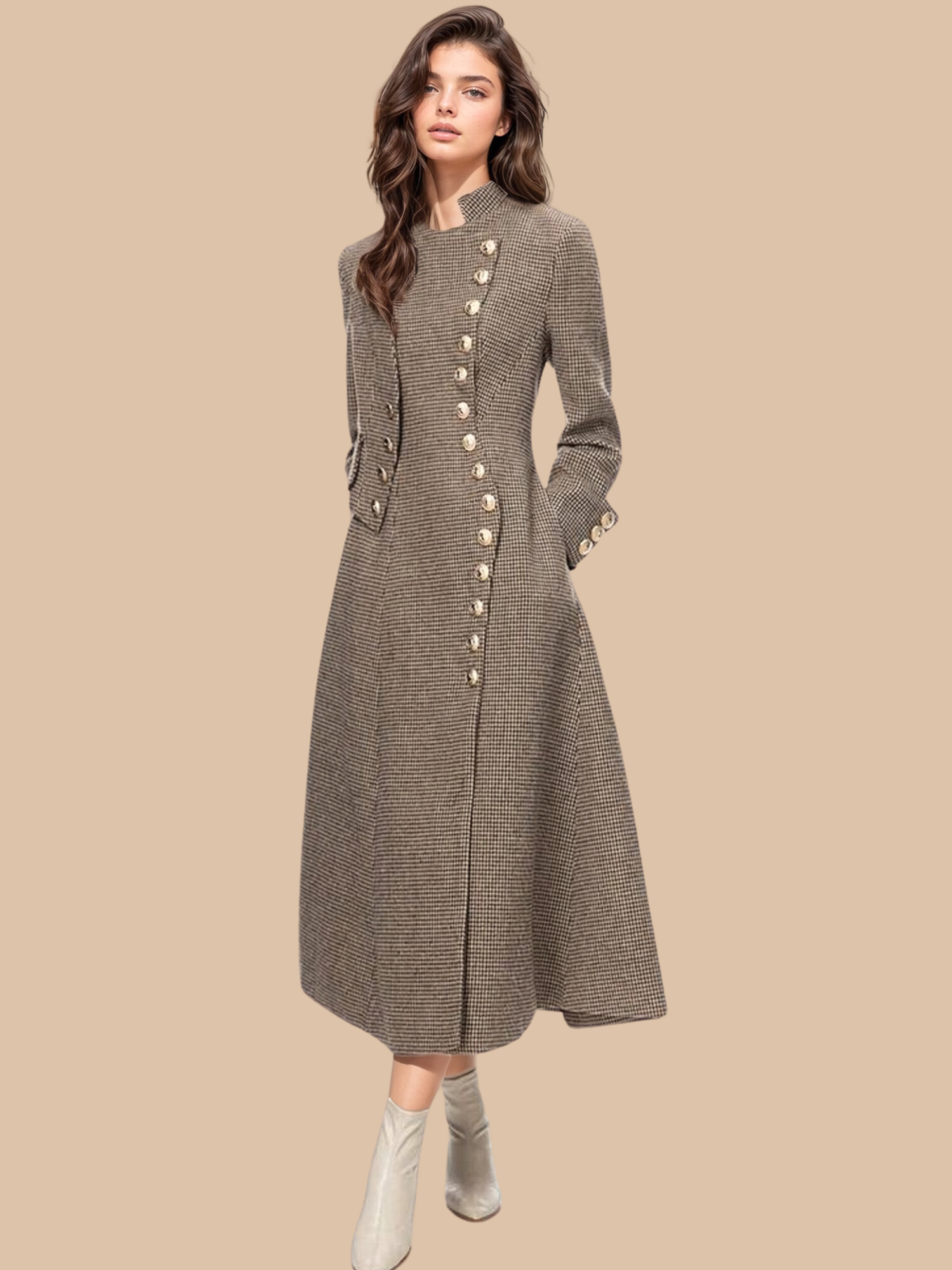 Clara Single-Breasted Velvet Coat Dress