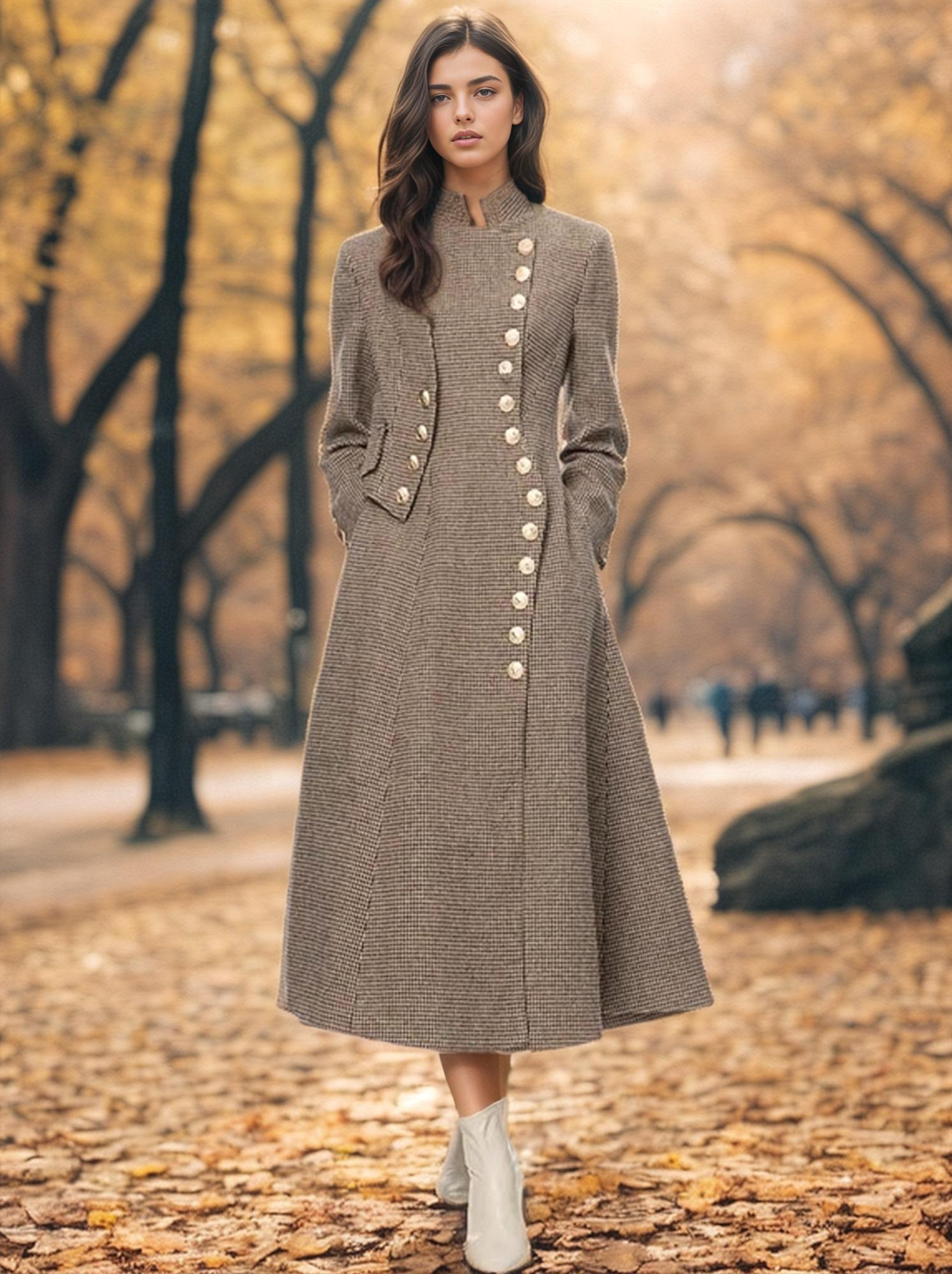 Clara Single-Breasted Velvet Coat Dress